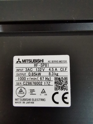 Mitsubishi HF-SP81 AC Servo Motor 3 PHASE 0.85KW 132V 1000RPM NEW