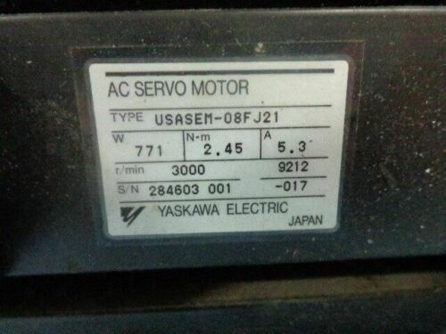 Yaskawa USASEM-08FJ21 AC SERVO MOTOR 771W 3000RPM 200V 5.3A NEW